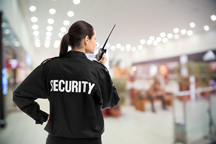 Security guard using portable radio transmitter