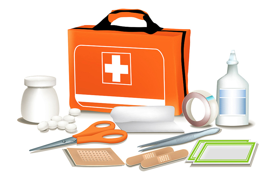 Orange back with medical supplies