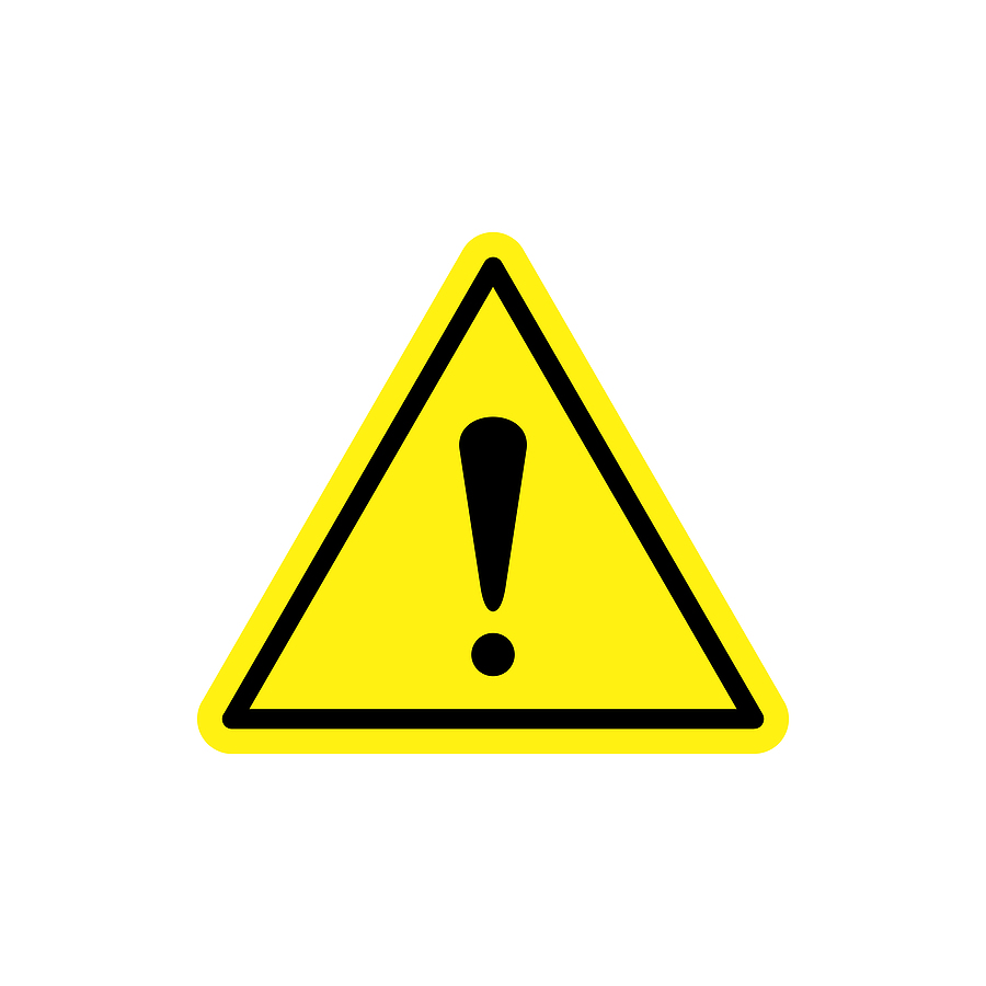 Black exclamation point in a yellow triangle indicating importance