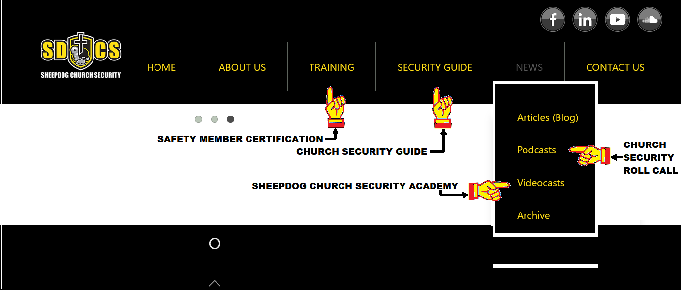 Hand icons pointing out training resources on SDSC website naviationg